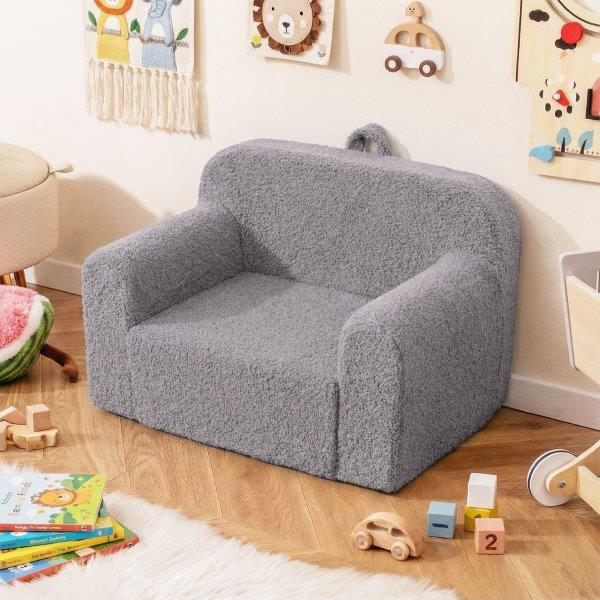 Vaikiškas mini fotelis su porankiais ir atlošu (Pilka)